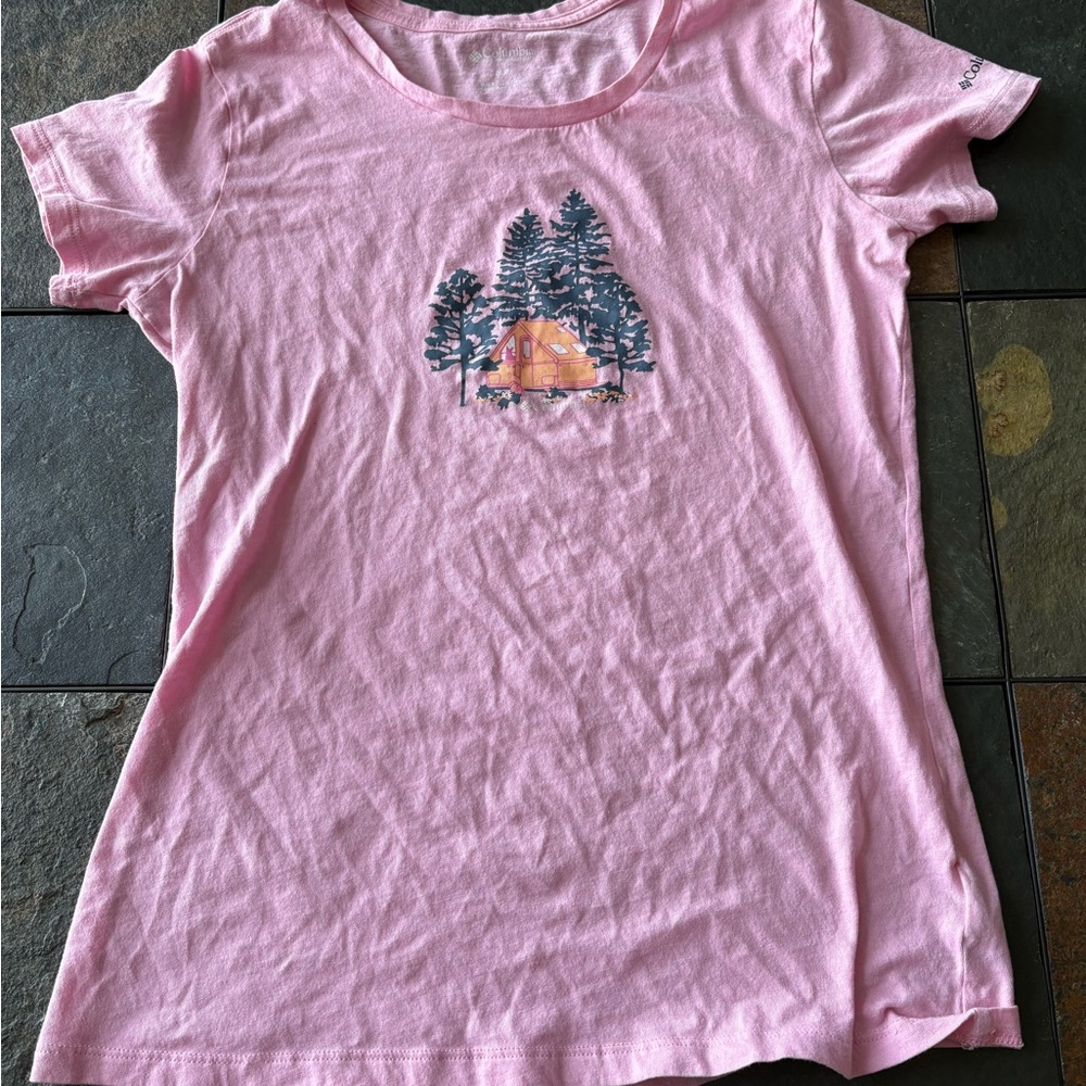 Columbia Pink Short Sleeve Tee with Camp Graphic